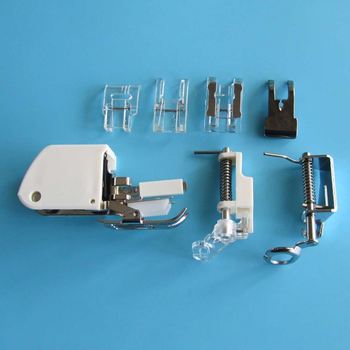 7 Piece Presser Feet Kit Bias Tape and Rolled Hem Sewing Machine