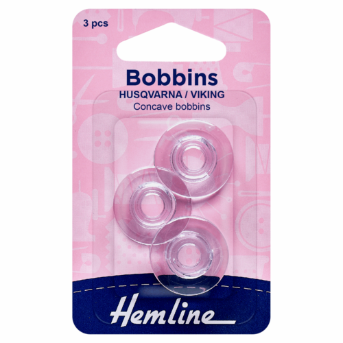 Hemline - Plastic Bobbin: Husqvarna/Viking concave 10mm 3 pack