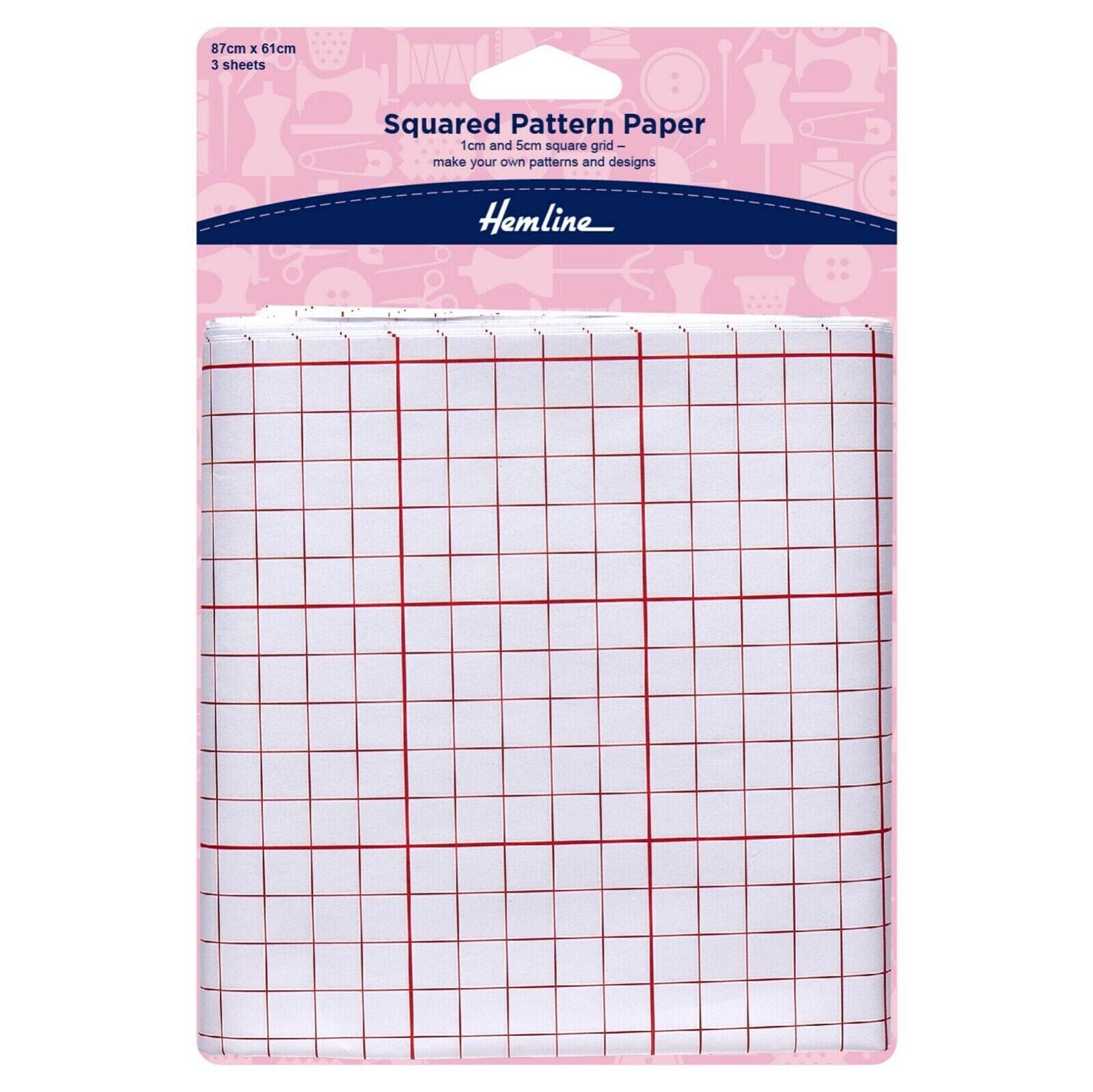 Hemline Dressmakers Squared Sewing Pattern Template Paper Grid 1cm 5cm