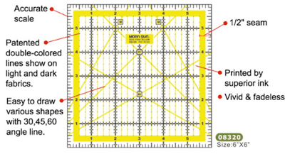 Quilting Patchwork Ruler 6 inch x 6 inch – Sewing Machine Accessories