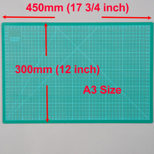 A3 Cutting Mat Self Healing 300mm x 450mm Green (12 inch x 17.5 inch)