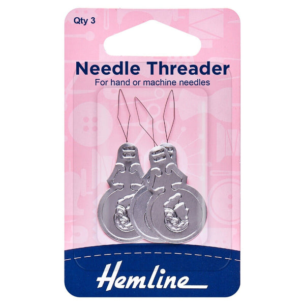 Needle Threader Hemline for Hand or Machine Needles Pack of 3 - Aluminium