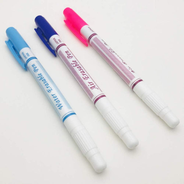 Austin® 3pcs/lot Quilting Fabric Marker Pen Blue Purple Pink Air Water Erasable Pen with Eraser on The Other end Fabric Marker Auto-Vanishing Pen