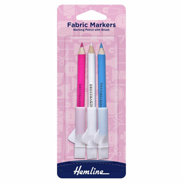 Hemline Dressmakers Fabric Chalk Pencil Set with Brush Sewing Quilters