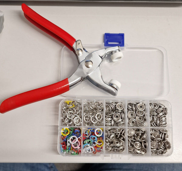 Colourful Metal Snaps Buttons Kit With 10 Colour Snaps and Pliers