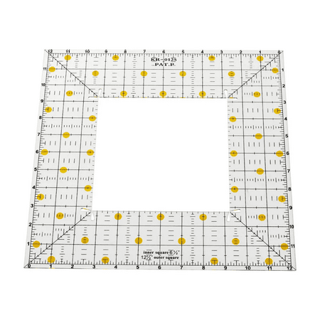 12.5" Outer Square 6.5" Inner Square Measurment Non-Slip Cutting Ruler 1pc